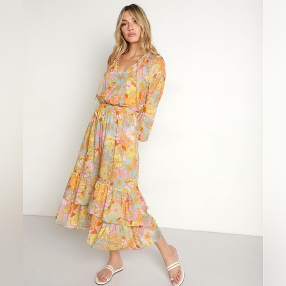 Show Me Your Mumu 'Cait' Midi Dress - Groovy Blooms Sz - Picture 13 of 13